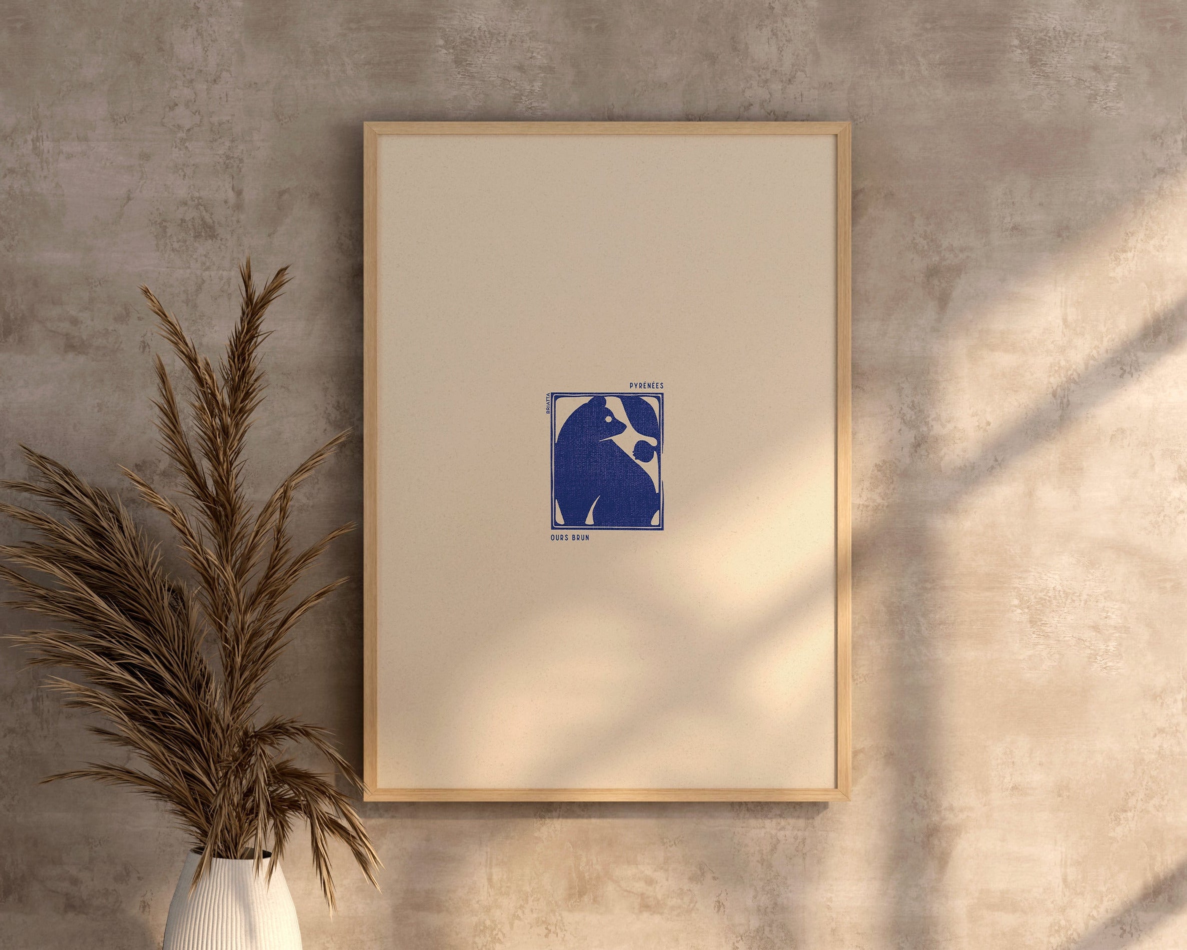 Affiche Ours brun des Pyrénées - Illustration Linogravure