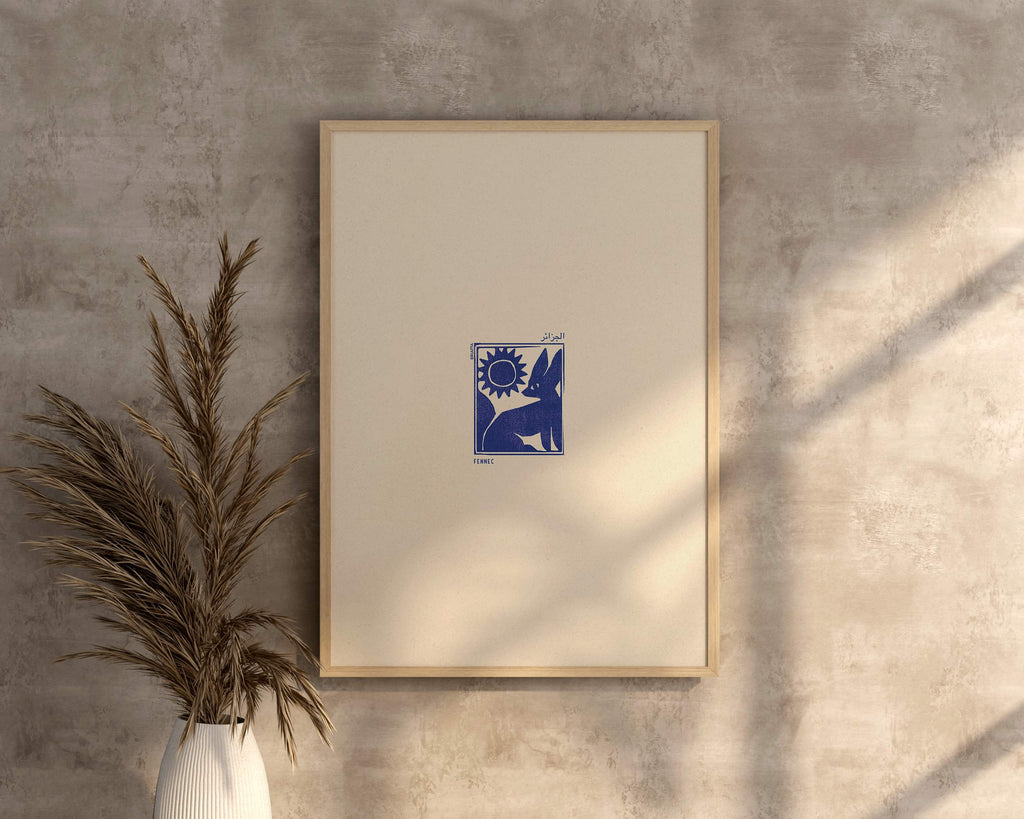 Affiche Fennec - Illustration Linogravure Algérie