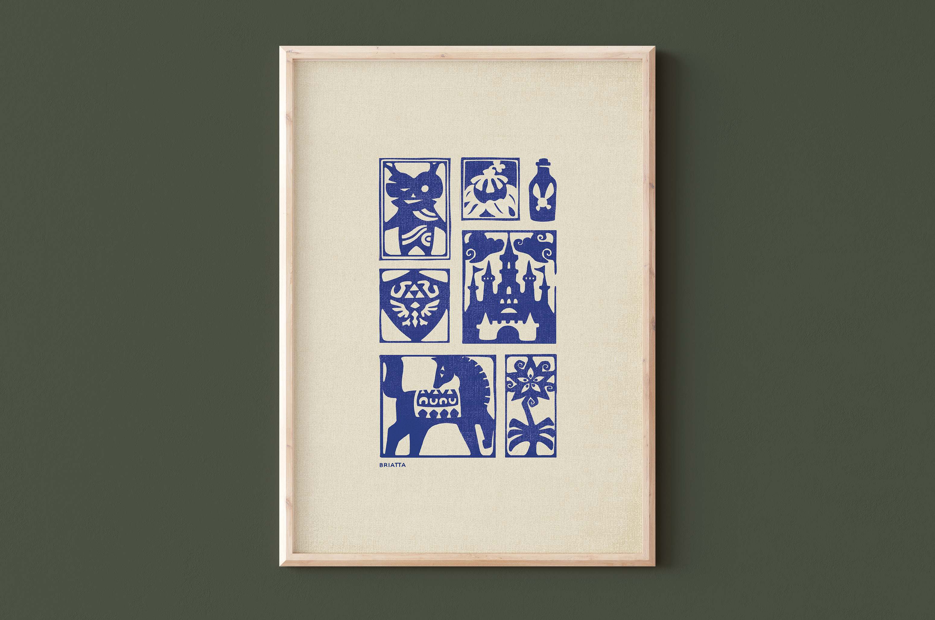 Affiche de jeux vidéo heroic fantasy, chateau, imprimé d'illustration dessinée à la main style linogravure
