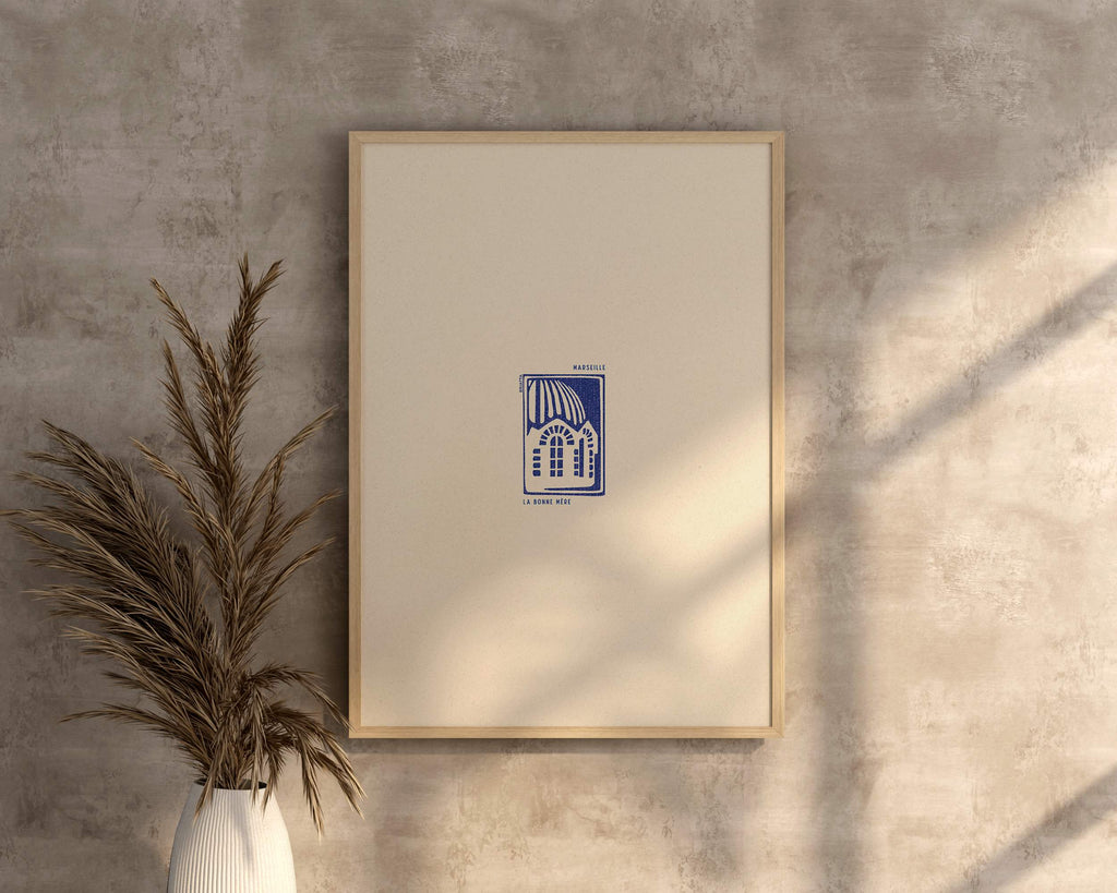 Affiche La Bonne Mère - Illustration Linogravure Notre-Dame de la Garde
