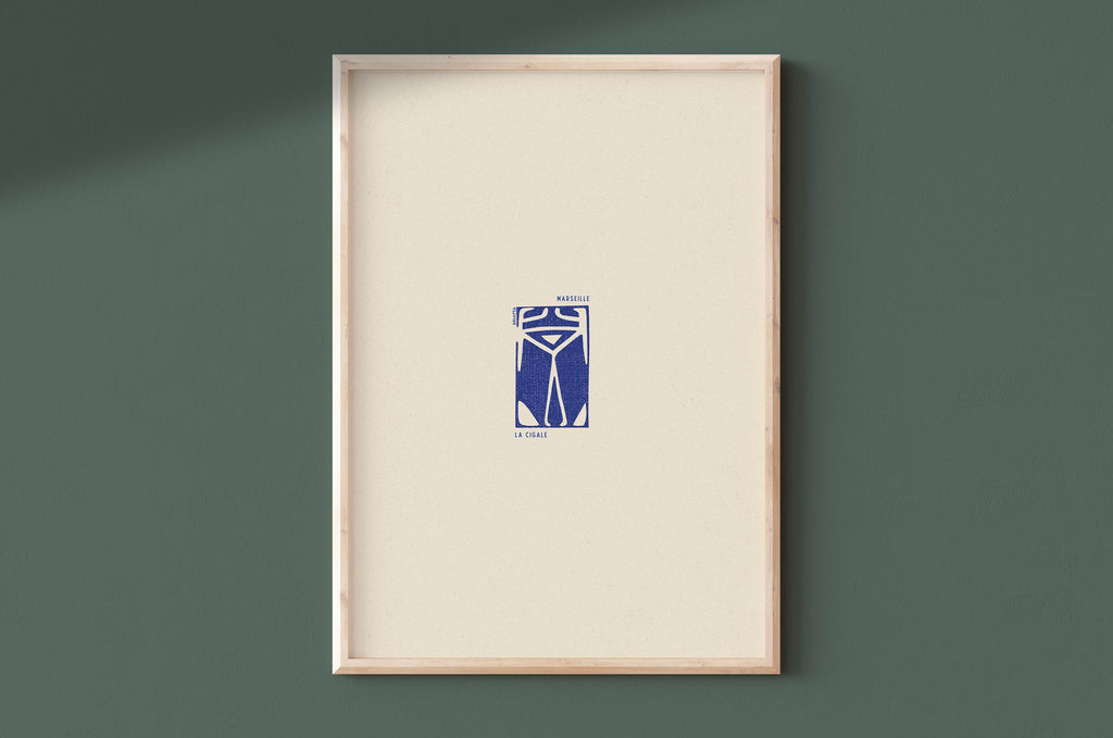 Affiche La Cigale - Illustration Linogravure Provençale