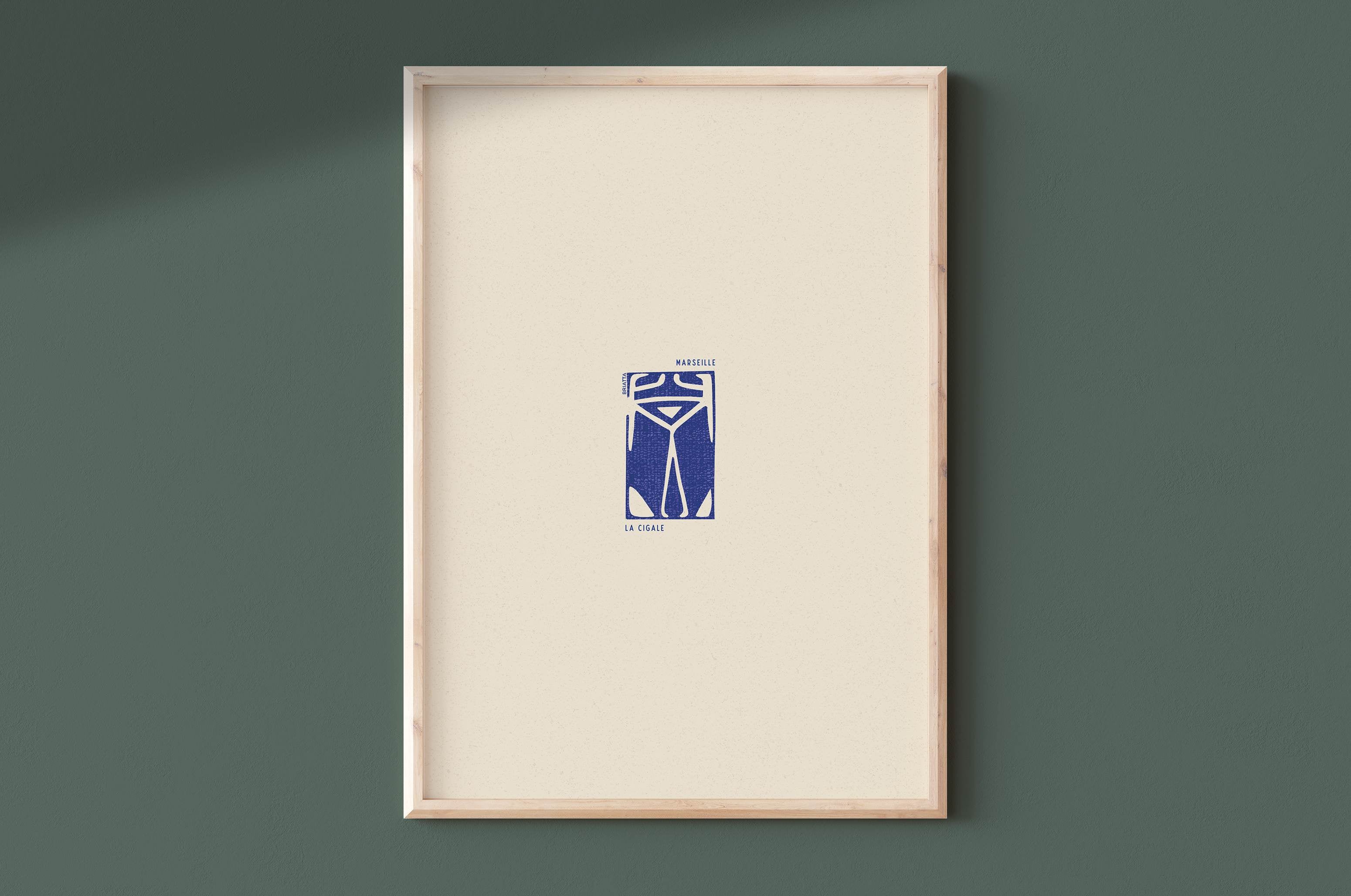 Affiche La Cigale - Illustration Linogravure Provençale