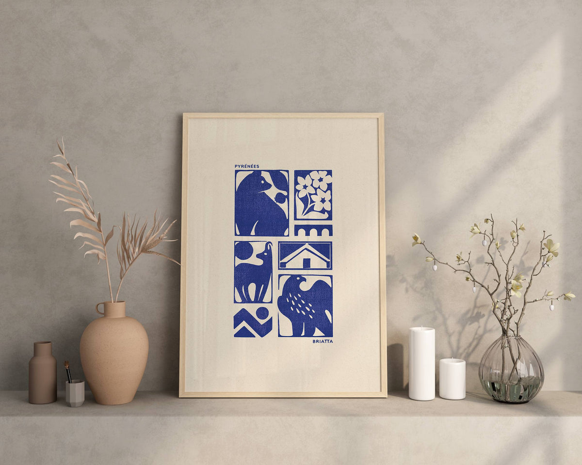 Affiche Pyrénées - Illustration Linogravure