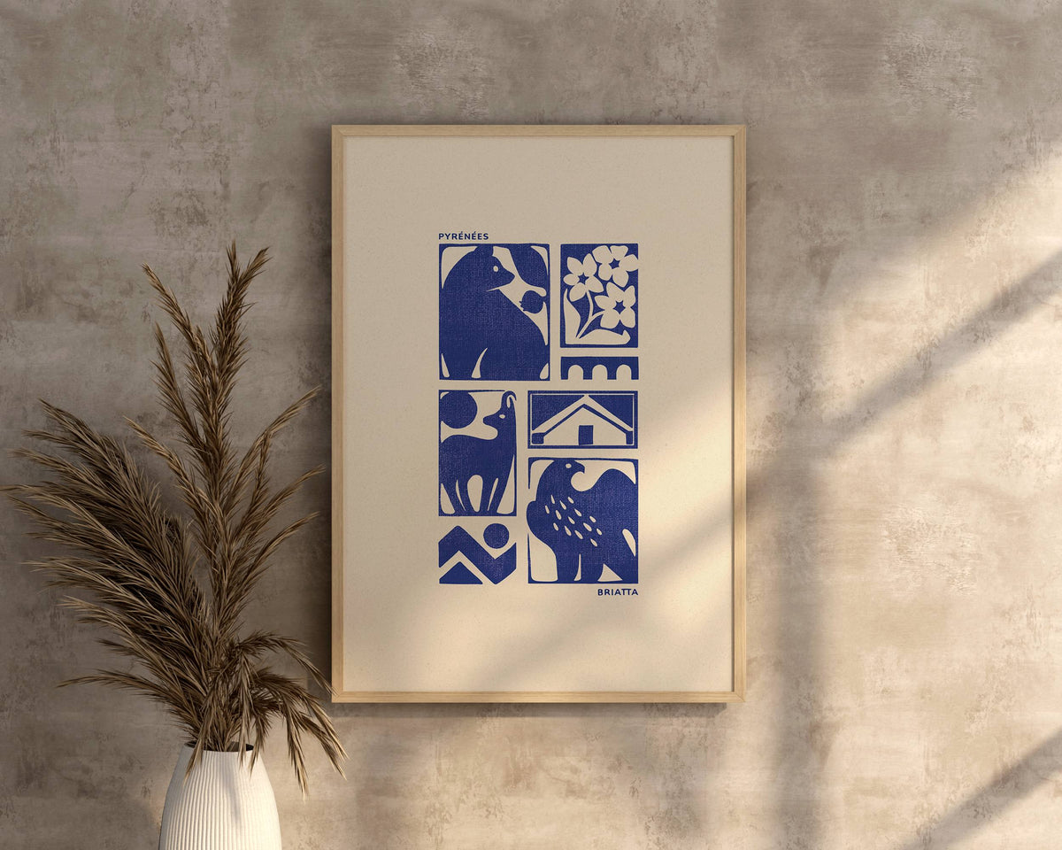 Affiche Pyrénées - Illustration Linogravure