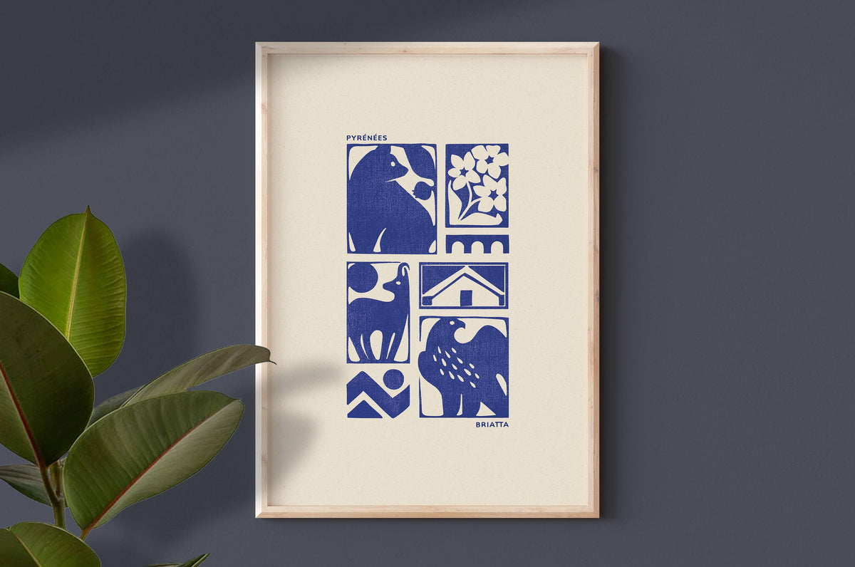 Affiche Pyrénées - Illustration Linogravure