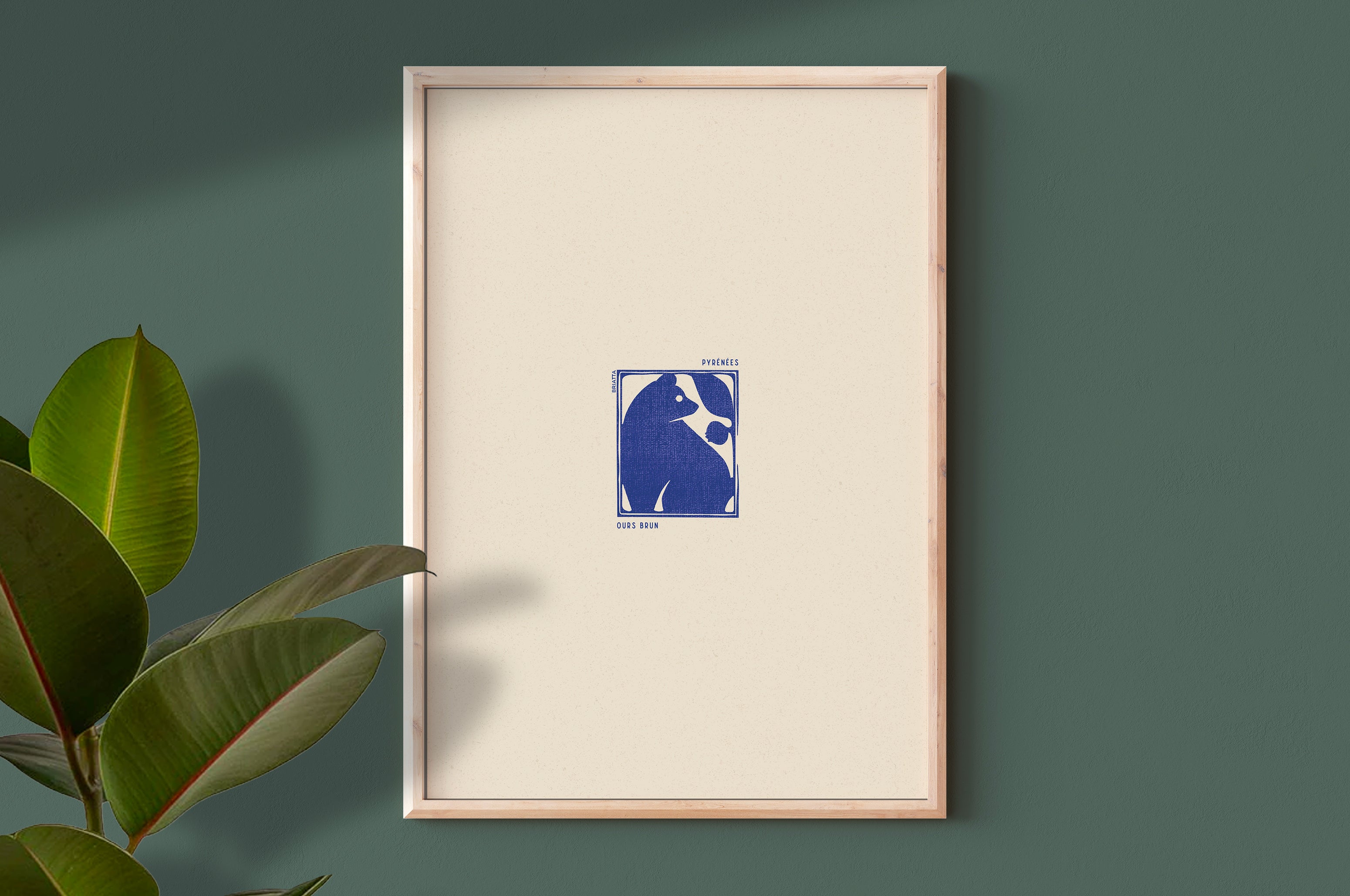 Affiche Ours brun des Pyrénées - Illustration Linogravure