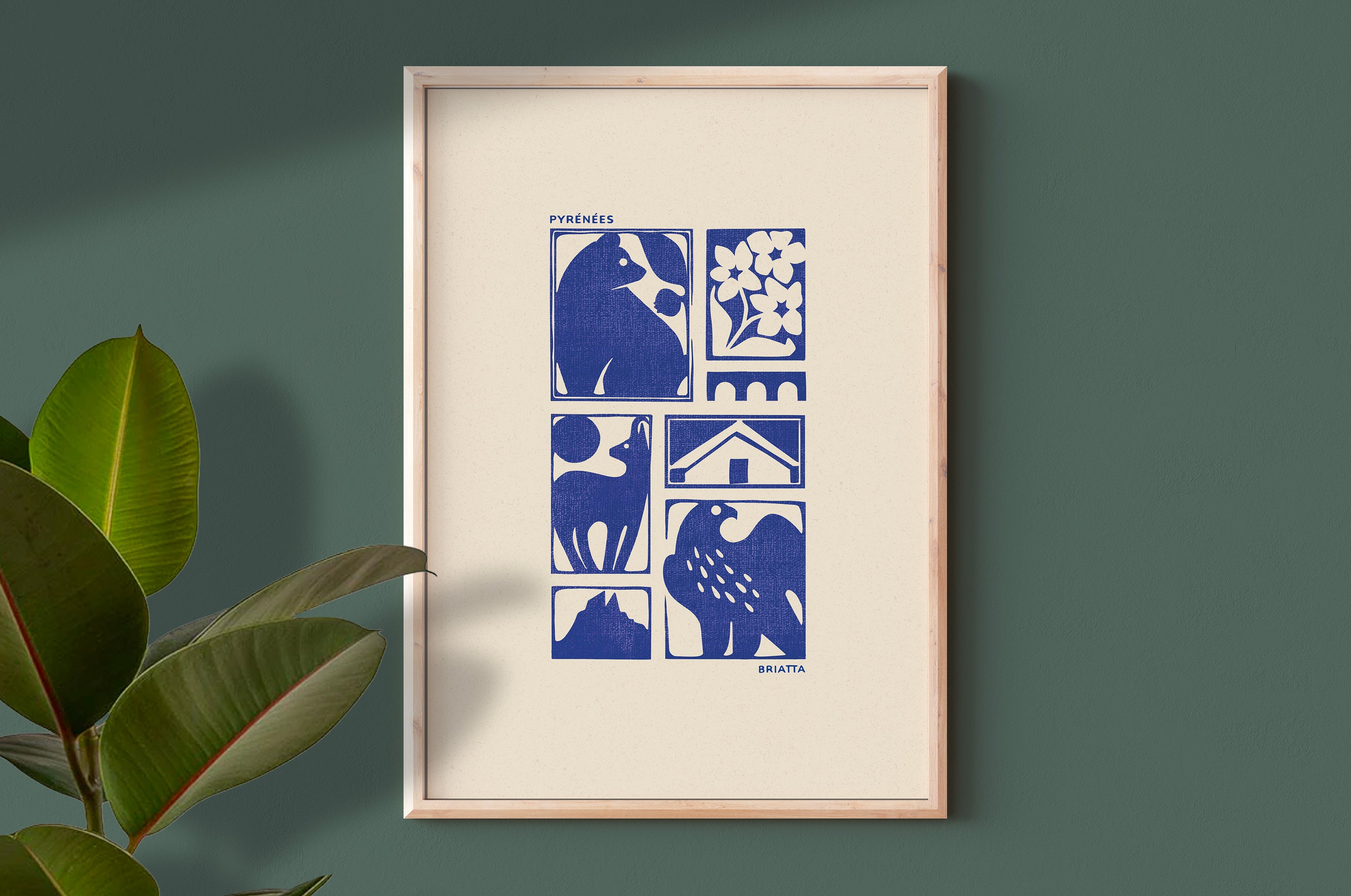 Affiche Pyrénées - Illustration Linogravure