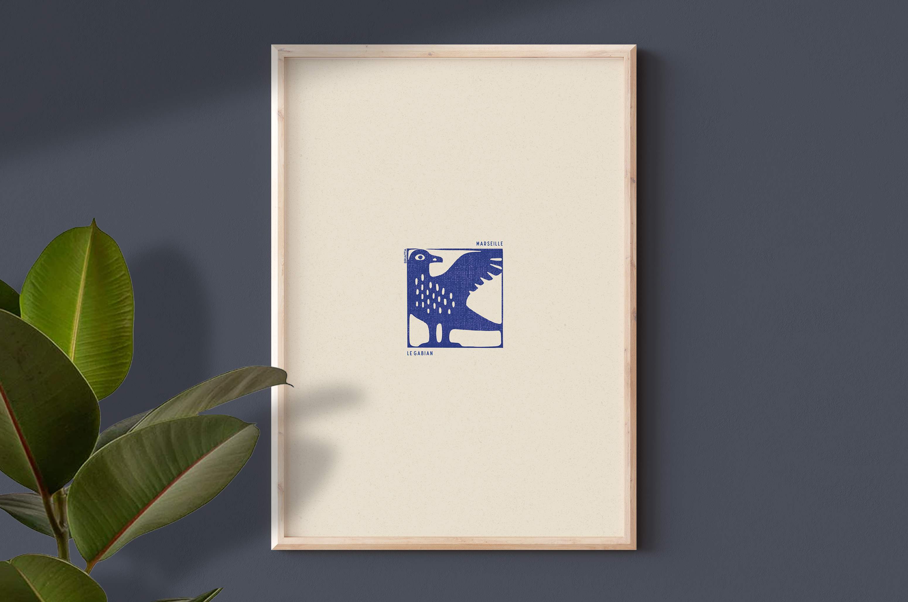 Affiche Le Gabian - Illustration Linogravure Mouette Marseillaise