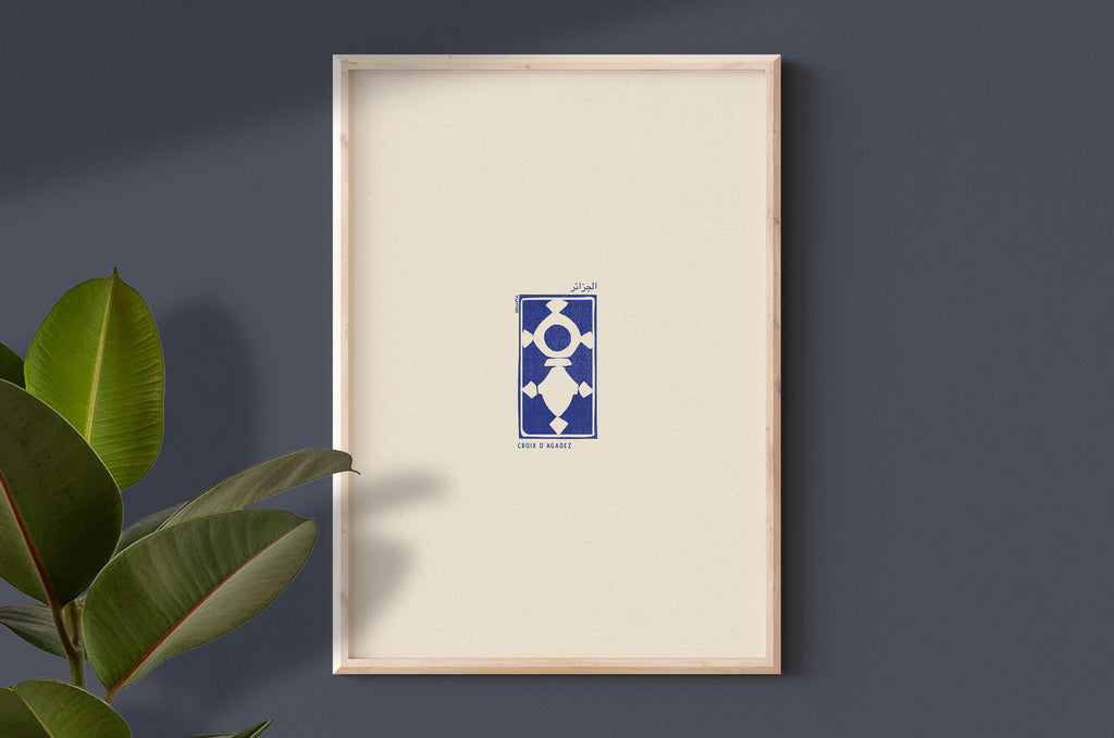 Affiche Croix d'Agadez - Illustration Linogravure Symbole Touareg