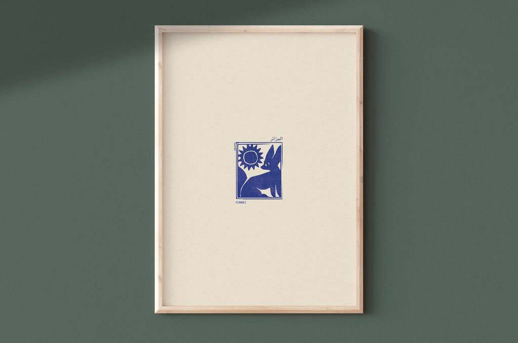 Affiche Fennec - Illustration Linogravure Algérie