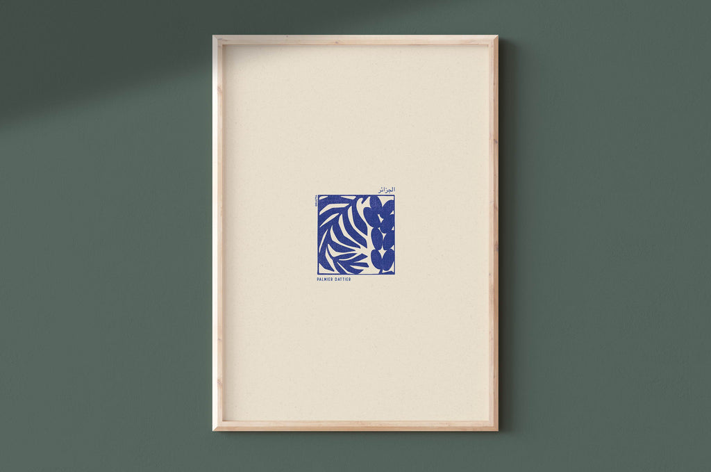 Affiche Palmier Dattier - Illustration Linogravure Algérie